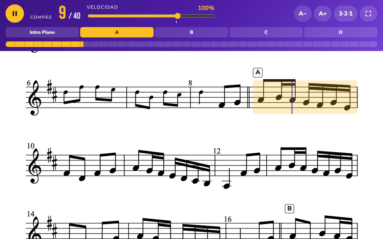 PercuPlay con la partitura de la Gavotte