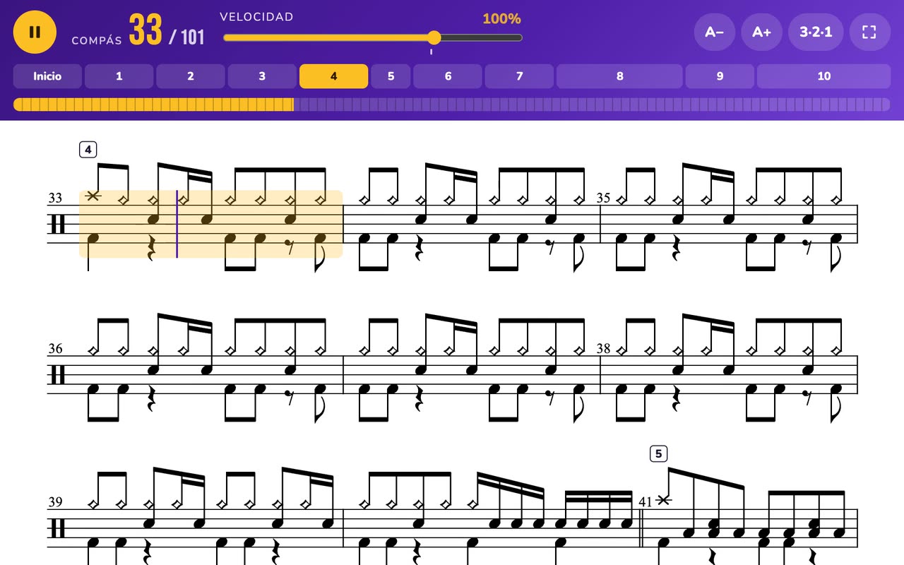 PercuPlay con la partitura de Hamburguesas